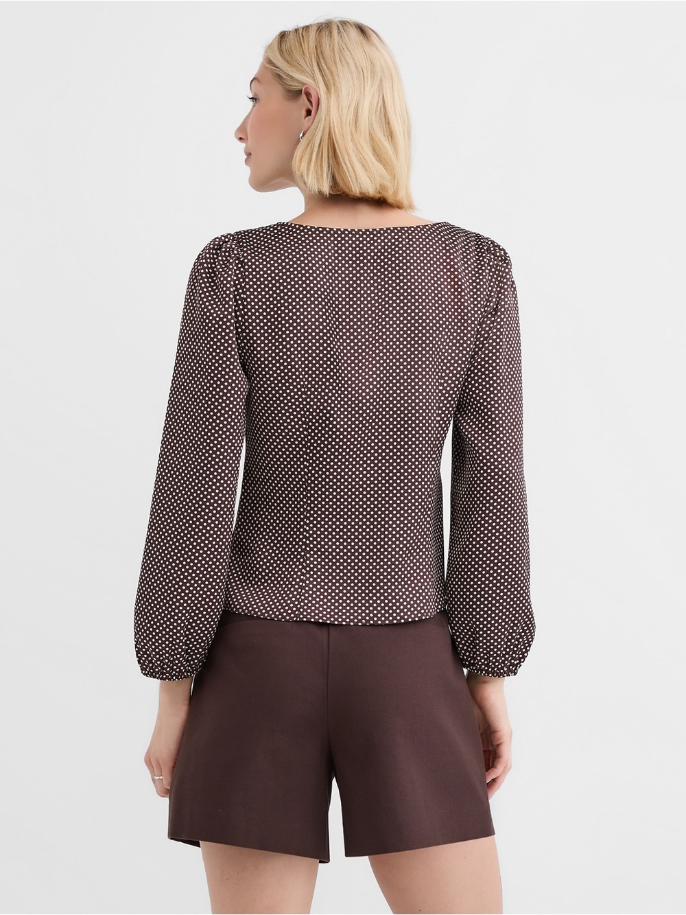 Loft Pindot Ruched Blouse - Picture 3 of 3